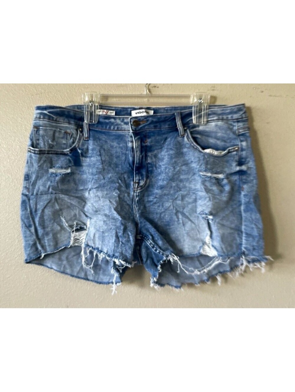 Vigoss Harley Womens Cut Off Denim Shorts Light Wash Blue Size 20